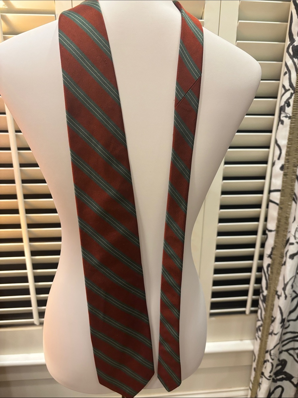 Classic Men's Stripe Tie in Rust with Green Accent